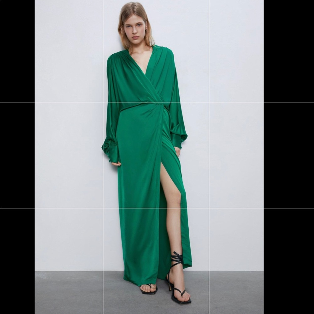 Zara Long Satin Effect Dress Size L NWT